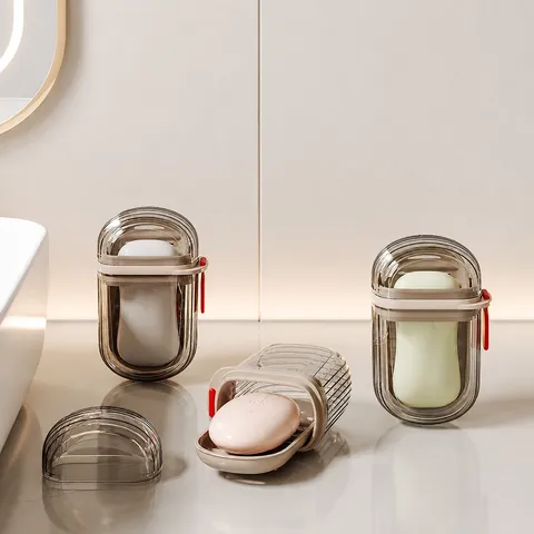 Portable Travel Soap Box Sealed Draining Soap Holder Transparent Plastic Soap Container Case For Bathroom Home