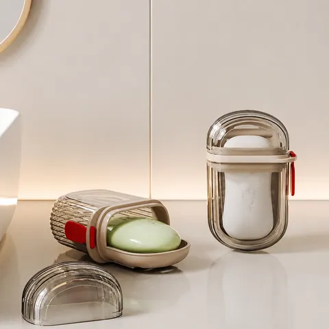 Portable Travel Soap Box Sealed Draining Soap Holder Transparent Plastic Soap Container Case For Bathroom Home