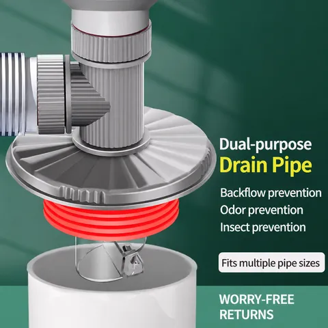 ABS Washing Machine Drain Pipe Floor Drain Deodorizing Sealing Tee Joint Basin Drainage AntiOverflow Pipe Connector Home Bathroom