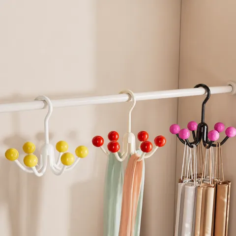Multi-Functional 6-Claw Rotating Hook ABS Plastic Wardrobe Storage Rack 360 Degree Rotation Organizer Hook