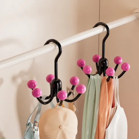 Multi-Functional 6-Claw Rotating Hook ABS Plastic Wardrobe Storage Rack 360 Degree Rotation Organizer Hook