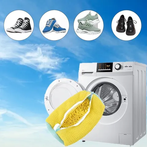 Waschulzak Voor Wasmachine Sneaker Beschermende Mesh Waszak Met Chenille Reinigingsborstels Rits Schoenverzorging