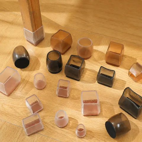 Silicone Chair Leg Covers Thickened Wear-Resistant Furniture Protectors With Felt Pads For Hardwood Floors Silent Anti-Slip Table Feet Caps