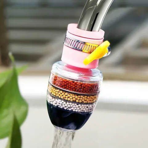 Rotatable Kitchen Faucet Extender Anti Splash Water Saving Filter Nozzle 6-Layer Filtration Tap Sprayer Head PP Material