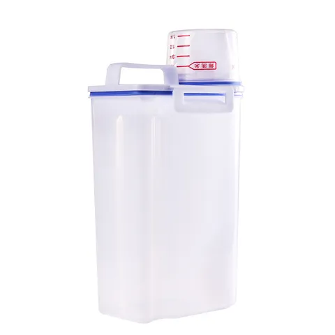 Conteneur de Stockage de Riz en Plastique Transparent Distributeur de Farine et de Céréales Scellé Organisateur de Nourriture de Cuisine Avec Tasse à Mesurer