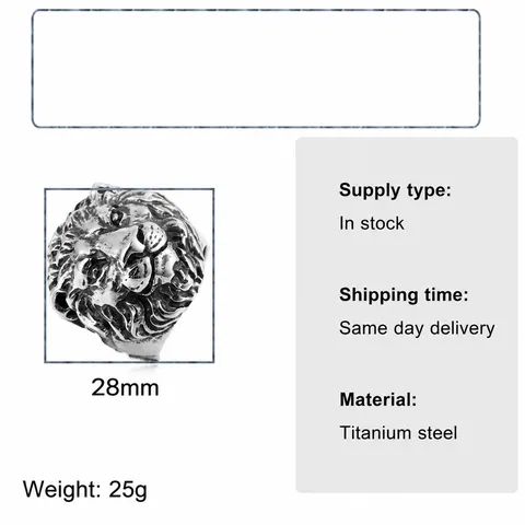 Vintage Stainless Steel Tiger Lion Head Ring For Men Punk Gothic Distressed Animal Embossed Band Ring European Biker Jewelry Gift