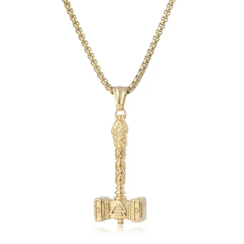 Viking Thor's Hammer Mjolnir Pendant Necklace For Men Titanium Steel Valknut Symbol Retro Punk Hip Hop Gothic Jewelry Accessories Gift
