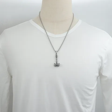 Viking Thor's Hammer Mjolnir Pendant Necklace For Men Titanium Steel Valknut Symbol Retro Punk Hip Hop Gothic Jewelry Accessories Gift