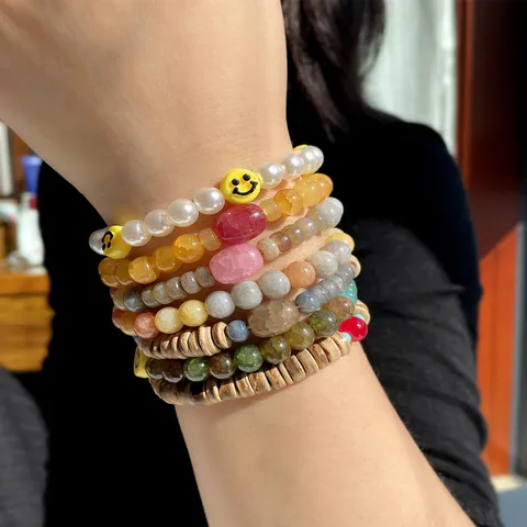 Neuer Chinesischer Stil Perlenarmband Für Unisex Retro Guochao Antik Stil Bunte Künstliche Crackle Kristall Türkis Kokosnussschale Harz Perlen Handgefertigtes Armband Schmuck Geschenk