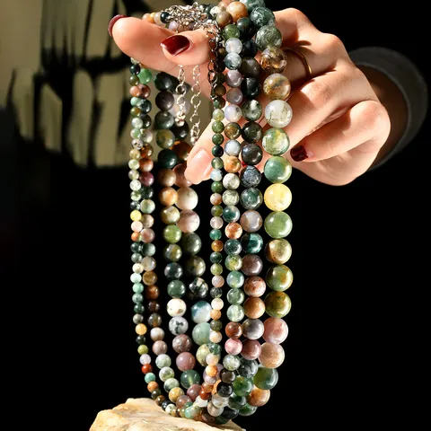 Collier Vintage En Perles D Agate Indienne Pour Femmes Hommes Unisexe Fait À La Main En Pierre Naturelle Ronde Choker Chaîne Collier Bijoux Cadeau