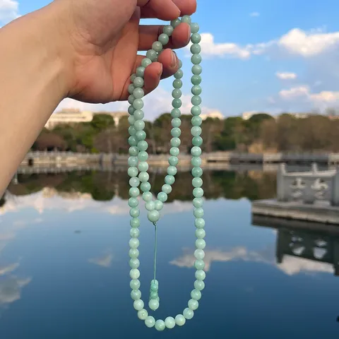 Collar Largo Vintage 99 Cuentas de Jade Jadeíta Rosario de Oración para Hombres Mujeres Mala Étnica con Borla Joyería Religiosa