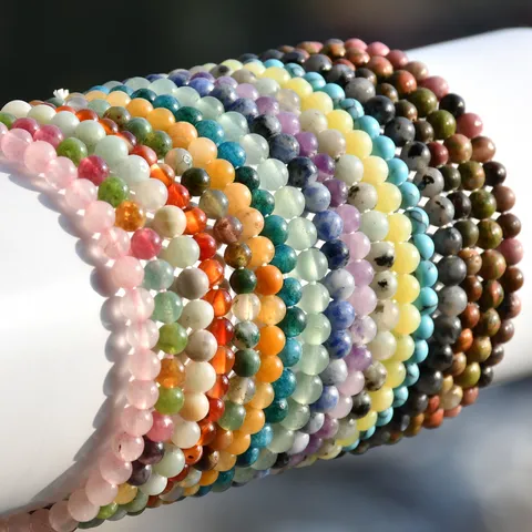 Fashion Natural Stone Beaded Bracelets For Women Handmade Elastic Rope Stacking Strand Round Bead Bangle Jewelry Gift
