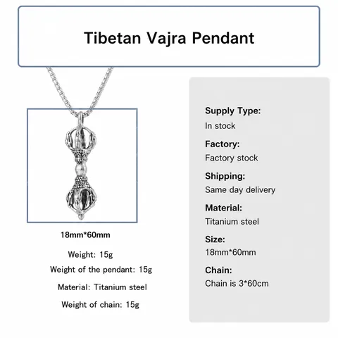 Vintage Titanium Steel Vajra Pestle Pendant Necklace For Men Retro Punk Electroplated Geometric Cylinder Amulet Jewelry