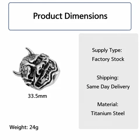 Vintage Titanium Steel Bull Demon Mask Ring For Men Gothic Punk Carved Monster Ghost Face Shield Finger Band Ring Motorcycle Jewelry Gift