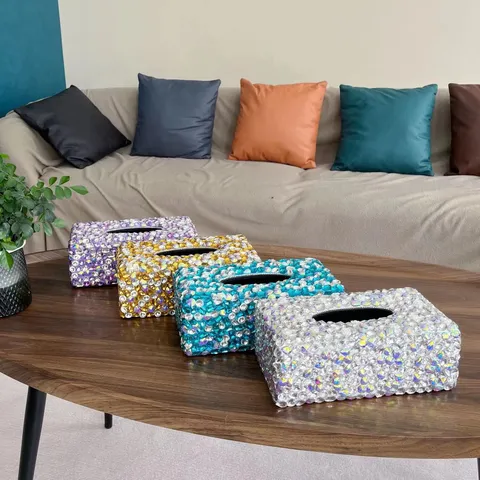 Auto Taschentuchbox Strass Leder Taschentuchhalter Luxus Bling Kristall Serviettenhalter Für Auto Armlehnenbox Heim Büro Dekor