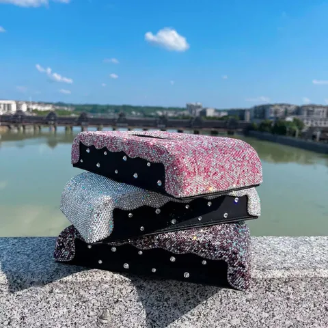 Auto Taschentuchbox Strass Sternenhimmel Crystal Auto Taschentuchhalter Bling Diamant Rechteckig Taschentuch Etui Innenausstattung