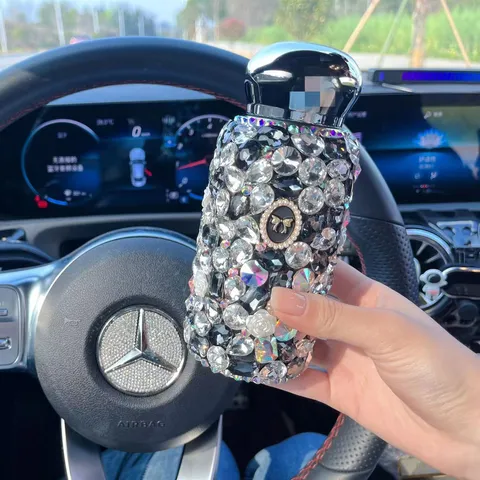 304 Stainless Steel Thermos Cup Rhinestone Rose Ins Vacuum Insulated Water Bottle Light Luxury Car Travel Gift