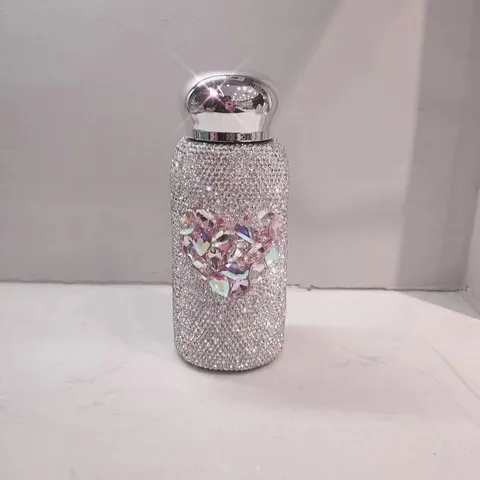 Edelstahl Isolierte Thermoskanne Strass Herz Pilzkappe Wasserflasche Für Zuhause Outdoor Damen