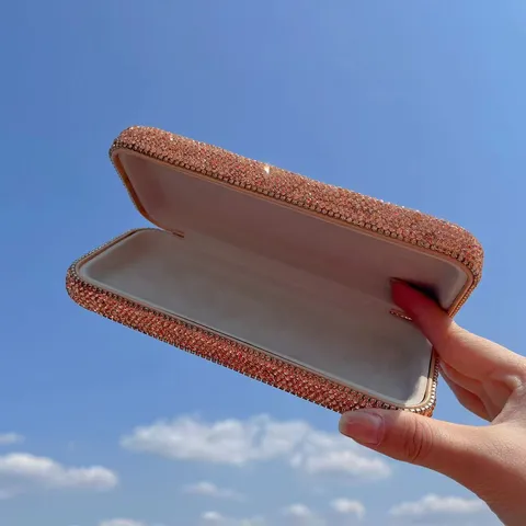 Strass Brillenetui Hartschale Tragbare Brillen Schutzbox Bling Kristall Brille Aufbewahrungsbehälter Für Damen