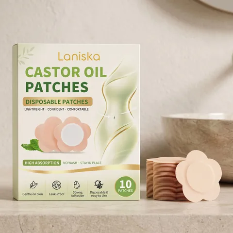 Enveloppement d'Huile de Ricin Patch d'Huile de Ricin Bio Forme de Pétale Doux Respirant Patches de Soin Corporel