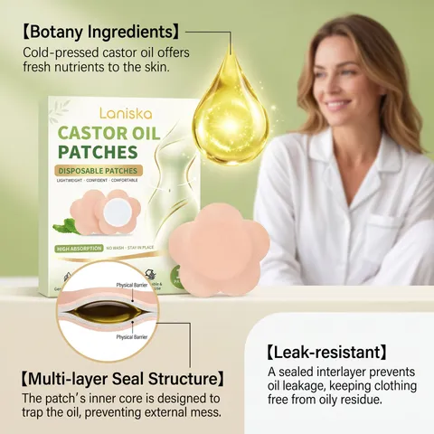 Enveloppement d'Huile de Ricin Patch d'Huile de Ricin Bio Forme de Pétale Doux Respirant Patches de Soin Corporel