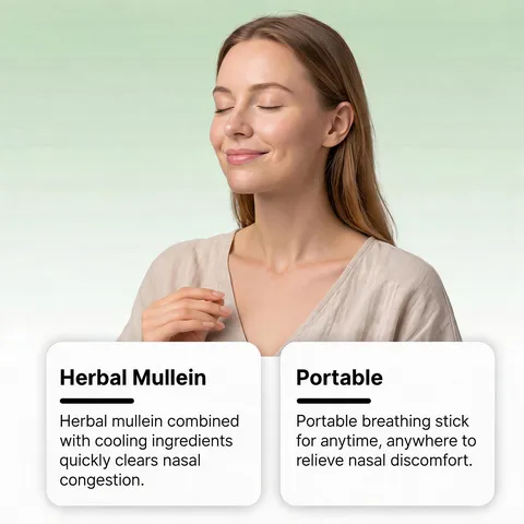 Botanical Mullein Lung Cleanse Inhaler Stick Portable Herbal Respiratory Care Daily Wellness Nasal Inhaler