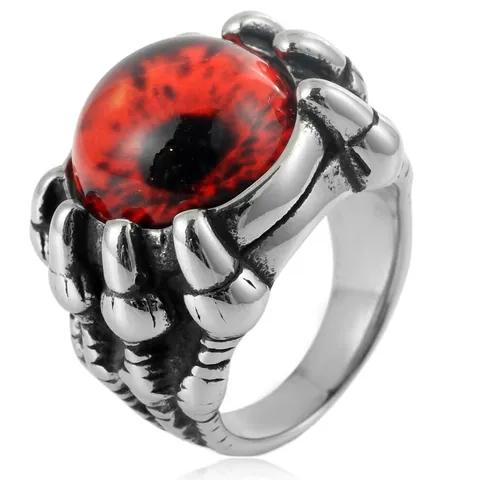 Retro Punk Dragon Claw Evil Eye Ring Titanium Steel Electroplated Casting Gothic Evil Eye Stainless Steel Ring Men's Jewelry