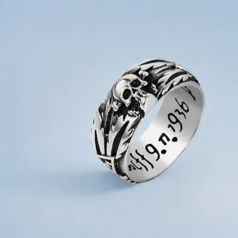 Vintage Punk Skull Ring For Men Stainless Steel Wing Ghost Head Biker Ring Gothic Jewelry Silver Color Gothic Ring For Party