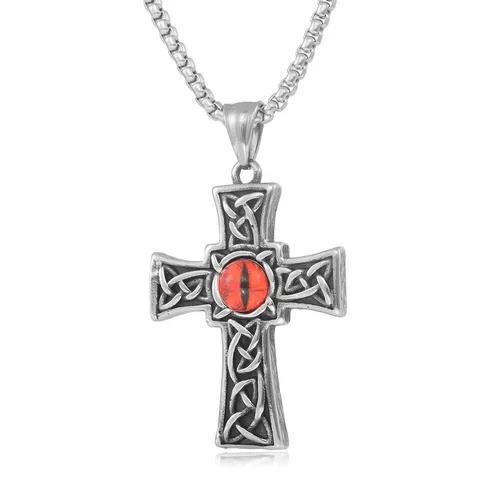 Retro Titanium Steel Cross Pendant Necklace For Men Women Punk Evil Eye Gothic Celtic Knot Pendant Hip Hop Jewelry Gift