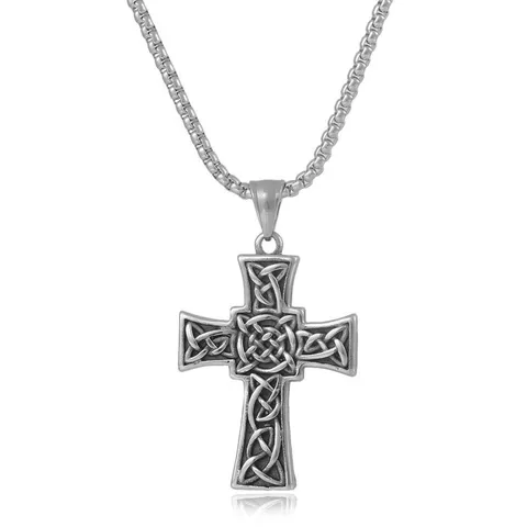 Retro Titanium Steel Cross Pendant Necklace For Men Women Punk Evil Eye Gothic Celtic Knot Pendant Hip Hop Jewelry Gift