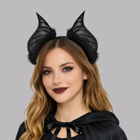 Simulation Bat Ear Headband Halloween Cosplay Party Animal Ears Hair Band Plush Demon Wings Headpiece For Festival Dress Up Costume Props