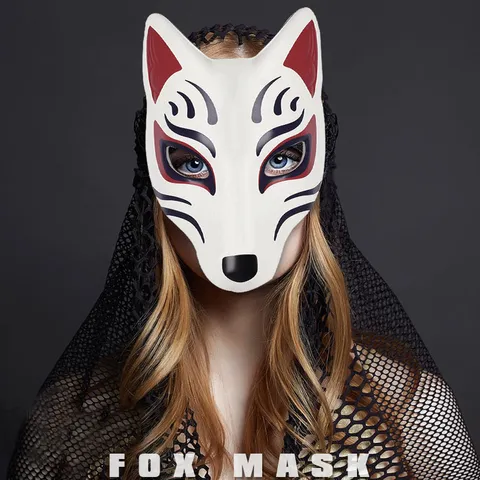 Japanese Kitsune Fox Mask Leather Masquerade Mask Halloween Party Cosplay Props For Adults Women Men Carnival Costumes