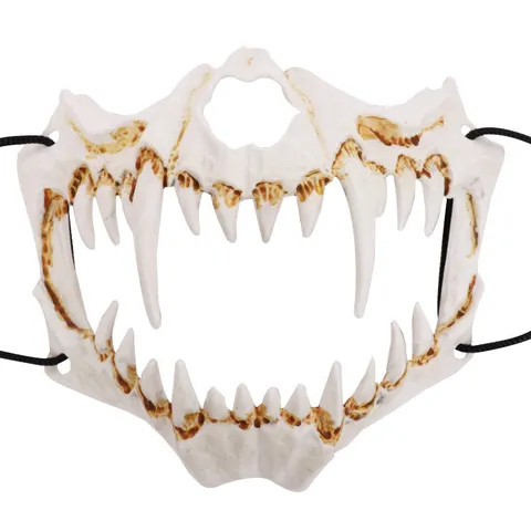 Masque d'Os Demi-Visage Anime Japonais Masque de Bête Squelette d'Horreur de Cosplay d'Halloween pour Accessoires de Fête Masquée Unisexe