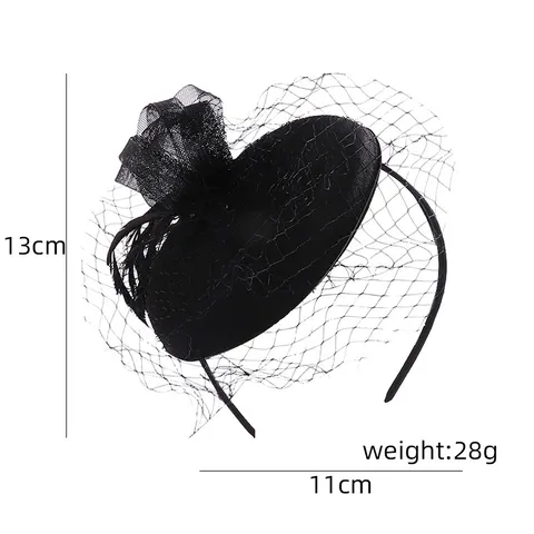 Vintage Mesh Pillbox Hat with Veil Red Black Fascinator Hat Heart Shape Feather Hair Accessory for Wedding Party Women Retro Style
