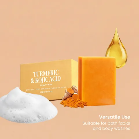 Turmeric And Kojic Acid Brightening Soap Gentle Cleansing Moisturizing Body Face Cleanser Bath Bar Skin Care