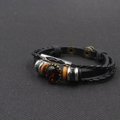 Retro Zodiac Constellation Braided Leather Bracelet Antique Bronze Multi Layer Glass Time Gem Wristband Punk Jewelry Charm Wrist Cuff For Men Women Gift