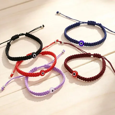 Handmade Adjustable Evil Eye Bracelet Woven Red String Lucky Turkish Amulet Rope Bracelet For Women Men Daily Jewelry