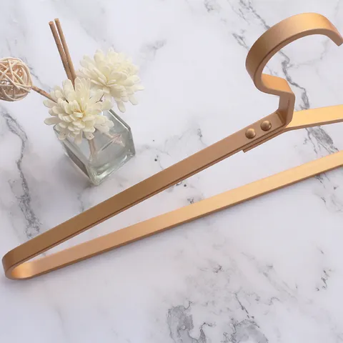 Nordic Minimalist Aluminum Alloy Clothes Hanger Golden Large Flat Wire Household Wardrobe Hanging Drying Hanger