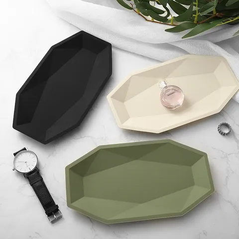 Silicone Diamond Jewelry Storage Tray Geometric Cosmetic Organizer Desktop Multipurpose Catchall Tray Home Decor