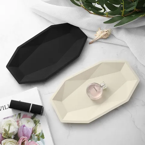 Silicone Diamond Jewelry Storage Tray Geometric Cosmetic Organizer Desktop Multipurpose Catchall Tray Home Decor