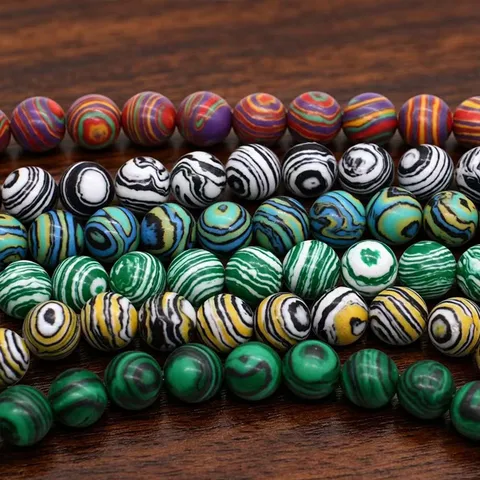 Perles En Vrac En Turquoise Synthétique Motif Malachite Vintage Perles Rondes Pour DIY Bijoux Artisanat Collier Bracelet Fabrication Accessoires