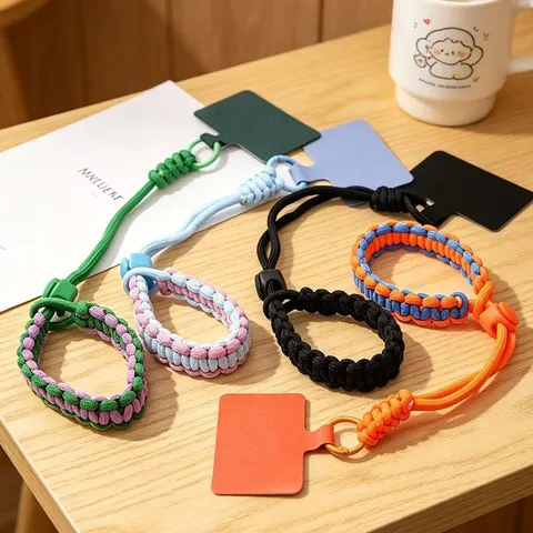 Adjustable Braided Mobile Phone Lanyard Wrist Strap Thickened Anti-lost Phone Tether Patch For Women Men Daily Travel