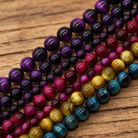 Natürliche Tigerauge Lose Perlen Polierte Runde Steinperlen Für DIY Armbänder Halsketten Herstellung Handarbeitsmaterialien Schmuckzubehör
