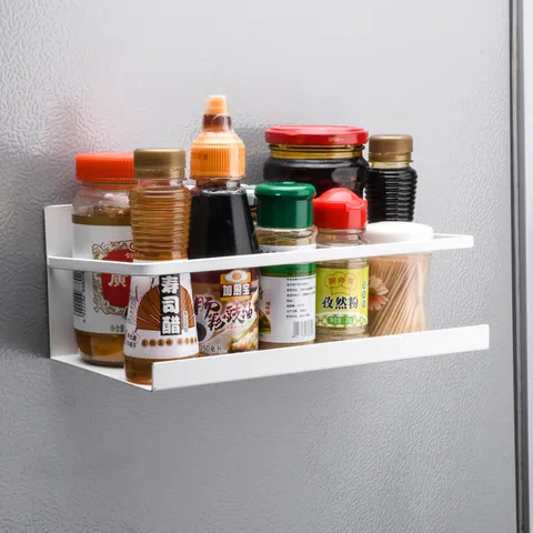 Magnetic Refrigerator Storage Rack Iron Spice Organizer Wall Mounted Holder For Kitchen Home Metal Shelf