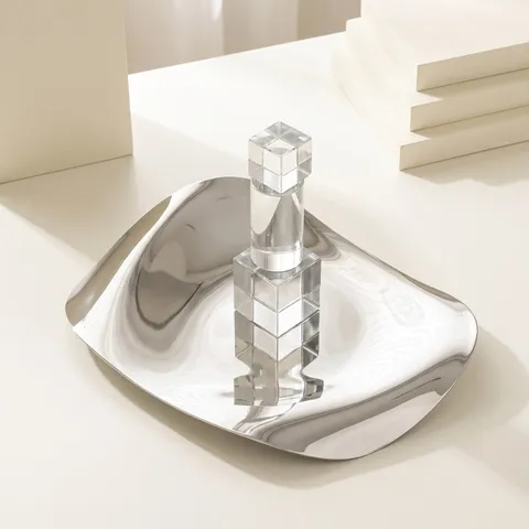 Noords Luxe Roestvrijstalen Onregelmatig Gebogen Desktop Dienblad Modern Minimalistisch Kunst Sieraden Aromatherapie Display Plaat