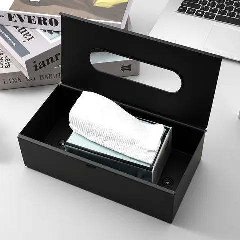 Modern Stainless Steel Tissue Box Punch Free Creative Square Facial Tissue Holder For Living Room Kitchen Bathroom