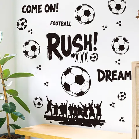 Fußball Wandtattoo Weltmeisterschaft Wandaufkleber Jungen Schlafzimmer Dekoration PVC Selbstklebend Sport Fan Wandbild Dream Dekor