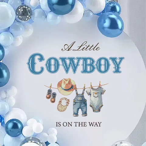 Cowboy Baby Boy Gender Reveal Party Wall Sticker PVC Self Adhesive Arch Background Decoration Western Theme Decor