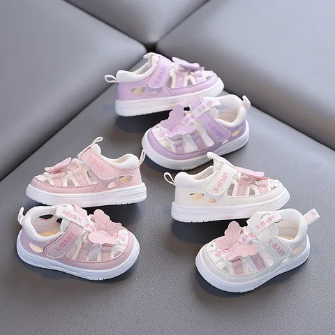 Sandali Chiusi Estivi per Bambine Bimba Suola Morbida Taglio Romano Farfalla Principessa Scarpe per Bambini