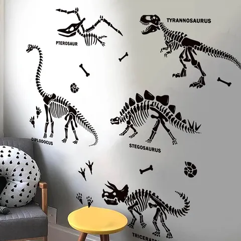 Large Dinosaur Fossil Skeleton Wall Stickers Removable PVC Art Mural For Living Room Bedroom Home Decor